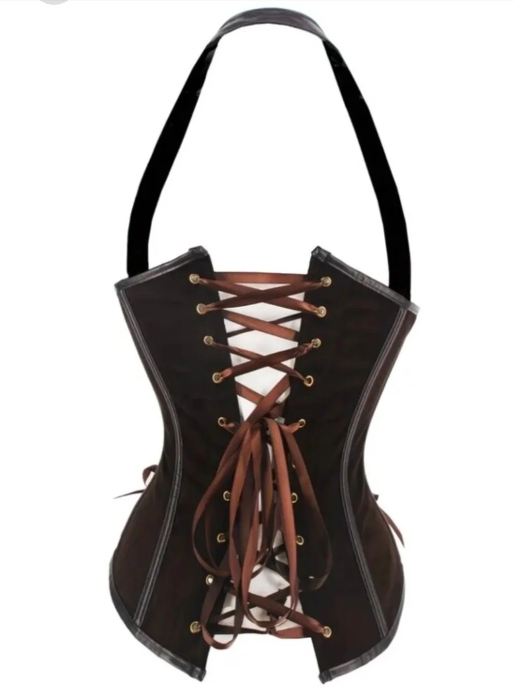 Punk Style Pu Leather Suede Buckle Front Underbust Halter Corset Vest